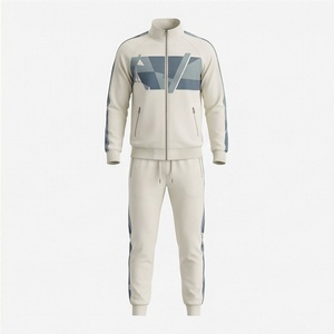 Men's Sporty <b>Tracksuit</b> Full Zip Geometric Print Breathable Polyester Jogging Suit Autumn Casual Wear Regular Fit Side Pockets - Product Image 1