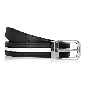 Wholesale Polyester Webbing Casual Solid Steel Buckle Cow Hide Men's Belt with Woven <b>Tap</b> - Product Image 3