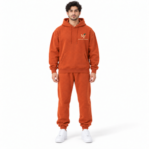 Conjunto Deportivo MANGOES FASHION para Hombre, Estilo Vintage, Color Naranja, Sudadera con Capucha y Pantalones de Chándal de Algodón, Manga Larga, para Verano - Product Image 1