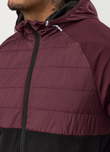 Men's Hooded Puffer <b>Jacket</b> Color Blocking Windproof <b>Zipper</b> Closure Autumn Sporty Style Polyester Material - Product Image 5