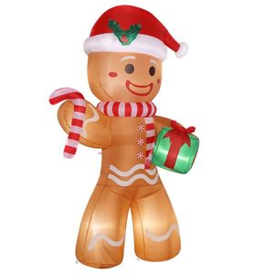 Decorazione Natalizia Gonfiabile da Esterno 8ft 15W con 5 Luci LED, Omino di Pan di Zenzero con Regalo - Product Image 6