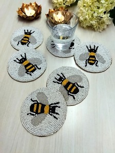 Embroidery <b>Coasters</b> Seed Bead Crafts Handmade Beaded <b>Coasters</b> Beaded <b>Drink</b> <b>Coasters</b> by whimsy art craft - Product Image 5