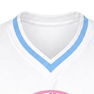 เสื้อเจอร์ซีย์กีฬาคอวีปักลายตราสัญลักษณ์ไวท์แจ็คแอนด์จิล แขนสั้น ลายทางสีฟ้าอ่อน เสื้อทีมกีฬา - Product Image 2