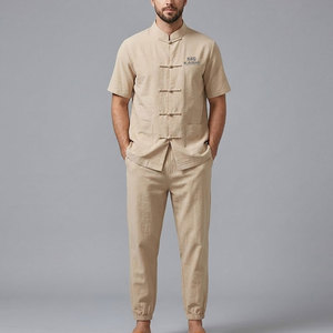 Pakistan Made Kung Fu Training Uniform Lightweight Cotton Martial Arts <b>Suit</b> <b>Buttons</b> Elastic Waist Pants Front Logo High Quality - Product Image 1
