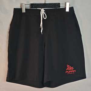Pantalones Cortos Deportivos PUFFIN SPORTS Personalizados para Hombre, Negros, Sólidos, de Secado Rápido, con Cordón Ajustable, Deportivos, Atléticos, de Cintura Media y Longitud Corta - Product Image 1
