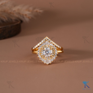 Ensemble de bagues de mariée ethniques en or massif avec diamants de laboratoire, double halo vintage, bijoux fins sur mesure pour femme, cadeau d'anniversaire - Product Image 2