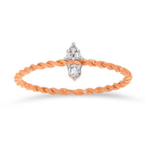 Bague moderne en or rose à maillons, forme ronde, pierre de 0,36 carat cultivée en laboratoire, bijoux de mode pour femme, anniversaire - Product Image 1