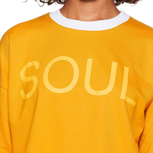 เสื้อสเวตเชิ้ตคอกลมพิมพ์ลาย Soul ทรงโอเวอร์ไซส์ ครอปฟิต ยูนิเซ็กส์ สีเหลือง ผ้าฝ้ายถัก สไตล์ลำลองสำหรับฤดูใบไม้ร่วง - Product Image 6