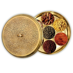 New Design Brass Spice <b>Box</b> With Lid And Six Compartments Gold Mirror Polished Brass spice <b>Box</b> - Product Image 4