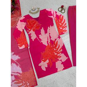 IMPRESIÓN DIGITAL DE MUSELINA ATRACTIVA CON TRABAJO A MANO FONDO SUPERIOR CON DUPATTA ROSA - Product Image 5