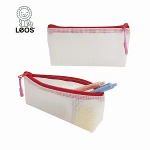 Customized Mesh Zipper Pencil Pouch with semi-transparent EVA material for office