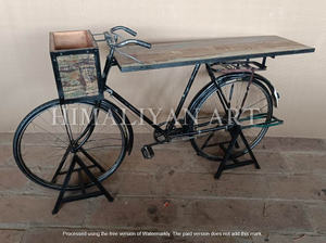 Best Collection Vintage <b>Reclaimed</b> Wood Bicycle Console <b>Table</b> Antique Himalayan Art - Product Image 3