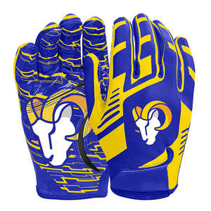 Gants de football américain en cuir latex de haute qualité, écran tactile, antidérapants, durables, imperméables, personnalisables (couleur, logo), avec poignées. - Product Image 6