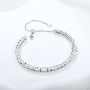 Custom Gold Plated Hip Hop Moissanite Tennis Bracelet Channel Setting Chain for <b>Men</b> Women GRA Certified Wedding Jewelry - Product Image 2
