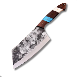 Couteau à découper en acier carbone fait main, manche en bois, robuste, ultra-affûté, pleine longueur, écologique, compatible lave-vaisselle, couteaux Viking - Product Image 1