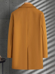 Men's Wool Overcoat Notched Lapel Single Breasted Long Thick Warm Winter <b>Coat</b> Fur Trim Reversible Eco-Friendly Brown - Product Image 5
