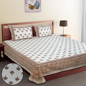 Parure de lit classique 7 pièces en coton imprimé floral 400 fils, sans plis, avec taies d'oreiller, personnalisable pour usage domestique - Product Image 1
