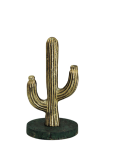 Escultura de Cactus Saguaro en Aluminio Dorado, Elegante Figura con Temática del Desierto sobre Base de Mármol Verde para Decoración Moderna de Hogar u Oficina - Product Image 2