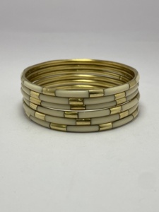 Custom Made Trendy Brass Cuff Bangles with Resin Inlay and Embedded Colored Stones Gold Plated Unisex Jewelry - Product Image 5