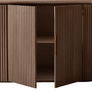 Luxury Sideboard <b>Cabinet</b> Solid Teak Handmade Fluted Panel Dark <b>Walnut</b> Finish Scandinavian Style Premium Storage Furniture - Product Image 5
