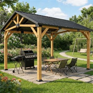 Pergola e Gazebo con Tetto Rigido Nero Grigio per Terrazze - Categoria Prodotti - Product Image 1