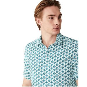 Camisa con estampado de palmeras tropicales 100% algodón puro para hombre – Suave, transpirable, de corte relajado, informal, para vacaciones, fiestas en la playa, estilo hawaiano - Product Image 3