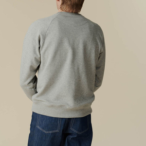 <b>Men's</b> Gray Raglan Sleeve Crew Neck <b>Pullover</b> Sweatshirt Regular Fit Solid Color Cotton French Terry Casual Wear Autumn Style - Product Image 2