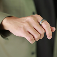 Bague en carbure de tungstène argentée et dorée avec centre brossé, bords dorés polis, alliance confortable pour homme, bijoux en gros