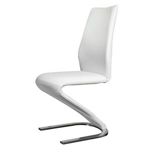 Base per sedia contemporanea a forma di Z in similpelle bianca, 2 sedie da pranzo con finitura cromata per arredamento casa o ufficio - Product Image 4