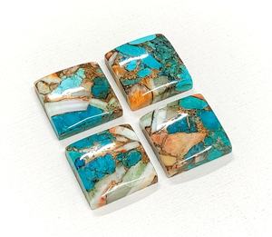 พลอยทรงเหลี่ยมสีเขียวขุ่นทองแดงมุกออยสเตอร์ ขนาด 16*16 มม. พลอยธรรมชาติ 100% สำหรับทำเครื่องประดับ ราคาขายส่ง - Product Image 1