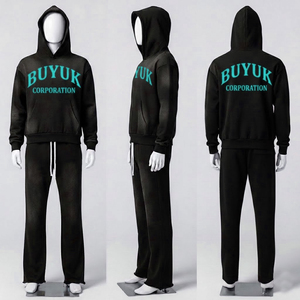 Survêtements à capuche personnalisés avec impression en relief et broderie vieillie, vente en gros, nouveau design, style streetwear d'hiver, coupe évasée, très demandés - Product Image 3