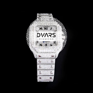 Reloj de Cuarzo con Diamantes Blancos de Alta Gama y Calidad de Exportación, Esfera de 42 mm, Correa de 20 mm, Caja de Aleación, para Eventos y Uso Nocturno - Product Image 1