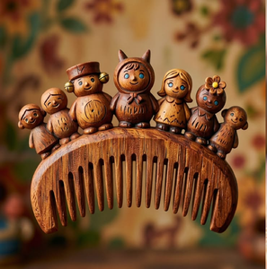 Peigne à barbe pliable en bois avec motif gravé et ouvre-bouteille intégré, disponible à prix de gros. - Product Image 6