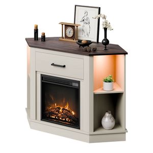 Mobile Porta TV Stile Caminetto Elettrico da 18 Pollici per TV fino a 50 Pollici, Design Rustico - Product Image 1