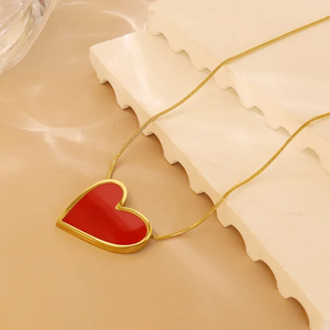 Collier en forme de cœur pour la Saint-Valentin, unisexe, en acier inoxydable 304 avec revêtement plaqué or véritable 18 carats - Product Image 3