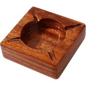 Cendrier carré en bois de noyer fait main, cendrier à cigarettes en bois de luxe portable avec 4 fentes pour la décoration de la maison ou du bureau - Product Image 2