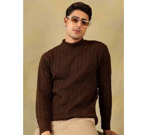 OEM Custom Heavyweight Men's Brown Cable Knit Sweater Long Sleeve Winter Pullover Knitted <b>Jumper</b> For Men Warm Male Knit Sweater - Product Image 1