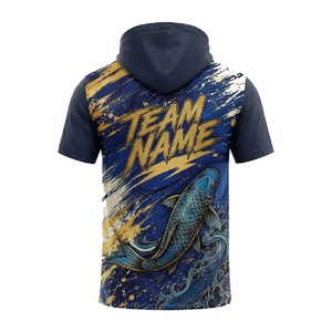 เสื้อฮู้ดน้ำหนักเบาสำหรับผู้ชาย แขนสั้น โพลีเอสเตอร์ เสื้อทีม OEM สกรีนชื่อและหมายเลขได้ ชุดกีฬา - Product Image 3