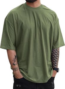 เสื้อยืดโอเวอร์ไซส์ผ้าฝ้ายแท้ 100% น้ำหนัก 220 กรัม พิมพ์ลายตามสั่งที่ไหล่ สไตล์ฮิปฮอป ไซส์พลัส ผ้าฝ้ายแท้ 100% ทรงบ็อกซี่ สำหรับผู้ชาย - Product Image 1