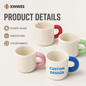 Set di Tazze da Caffè in Ceramica con Manico Spesso e Logo Personalizzato, Tazza da Espresso in Porcellana per Regalo Festa della Mamma - Product Image 4