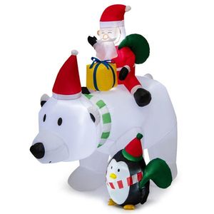 Decorazione Natalizia Gonfiabile in PVC di 2,1 Metri: Babbo Natale a Cavallo su Orso - Product Image 2