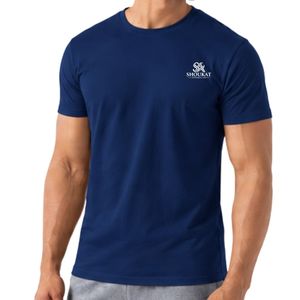 <b>Navy</b> <b>Blue</b> <b>Men's</b> Round Neck Short Sleeve Tee Classic Casual <b>Shirt</b> Comfortable Daily Outfit Basic Apparel Custom Garment Bulk - Product Image 2