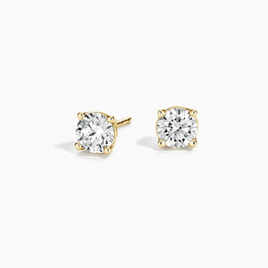 Classic 18K Solid Gold Diamond <b>Stud</b> <b>Earrings</b> Round Brilliant Cut G Color lab grown Diamond Women's Everyday Wear - Product Image 1