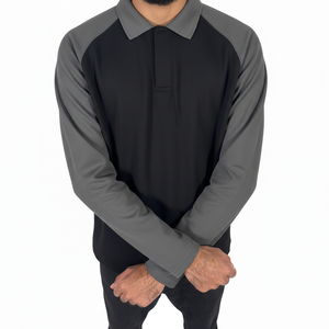 Camiseta polo de manga larga 100% algodón, lisa, personalizable para hombre, cuello redondo, manga completa, camiseta polo de alta calidad para hombre - Product Image 2