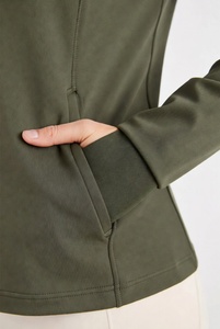 Veste de yoga pour femme à col montant zippé, manches longues, coupe ajustée, séchage rapide, haut de sport anti-humidité pour la course et la gym - Product Image 5