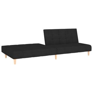 Sofá Cama Negro de 2 Plazas con Madera, Plástico y Espuma, Tela de Poliéster Negra, Duradero y Cómodo - Product Image 5