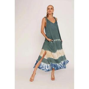 Vestido Maxi Moderno Hecho a Mano con Diseño de Atardecer en la Playa, Silueta Fluida sin Mangas, con Bolsillos Laterales Amplios y Suaves para un Look Perfecto - Product Image 6