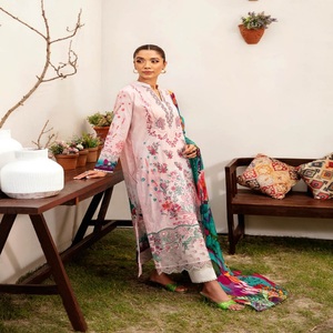 Ramsha Vol MASHAAL-12 Maxi Frock Heavy Embroidered Lawn Three-Piece Punjabi Suit for Women <b>Eid</b> <b>Dresses</b> <b>Pakistani</b> Salwar Indian - Product Image 3