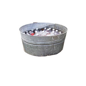 Bac à boissons ovale vintage en acier galvanisé, seau à glace en métal avec poignées, refroidisseur de boissons pour fêtes, mariages et barbecues, au meilleur prix - Product Image 1