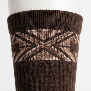Men's Crew <b>Socks</b> Solid <b>Brown</b> Knitted Breathable Cotton Polyester Spandex Autumn Regular Style - Product Image 4